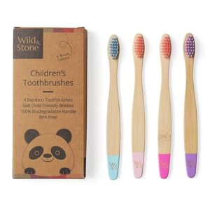 Wild & Stone Organic Children's Bamboo Toothbrush (4 Pack)
