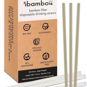 Ibambo 250 Pack Disposable Bamboo Straws